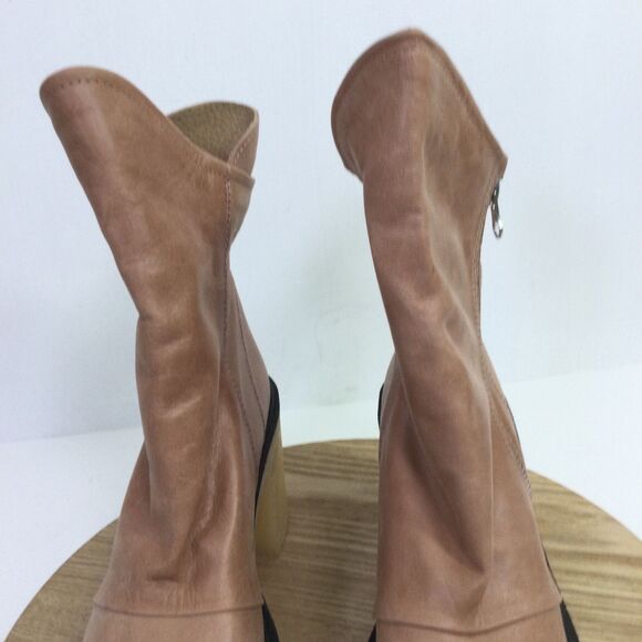 Free People Womens Jack Zip Ankle Boots V-shaped Cut Leather Tan Size US 8.5 - Picture 5 of 12
